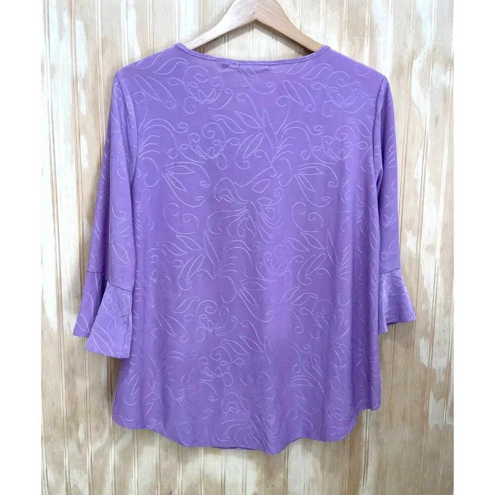 Notations Y2K top whimsy goth broke bell sleeves purple fairy women L - Picture 2 of 6